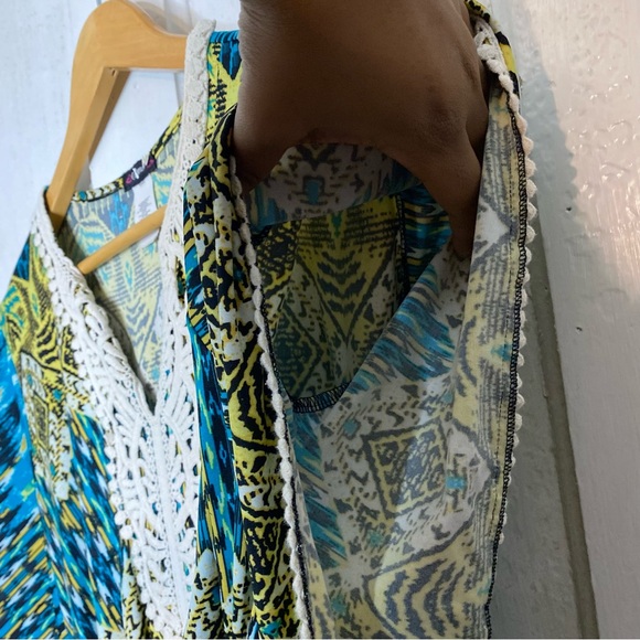 Vintage : Cocomo : size : S : Y2K boho crochet summer print blouse top - Picture 5 of 9